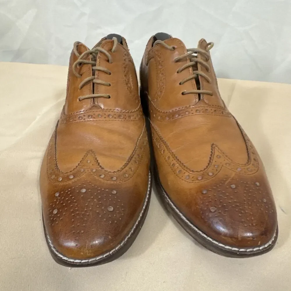 Cole Haan Men’s 10M Cognac Leather Wingtip Brogue Oxford Dress Shoes Heritage